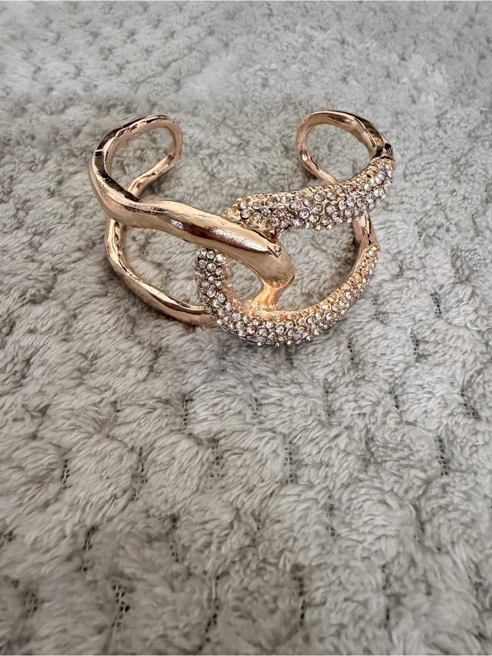 Alexis Bittar Rose Gold Crystal Open Cuff Bracelet